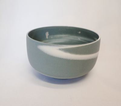 Matchaschale Porzellan blau/grau